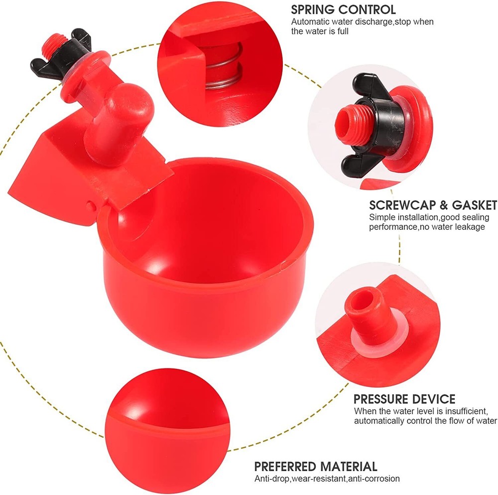 8Pcs Automatic Water Cups Poultry Drinker Waterer Chicken Ducks Quail Drinking