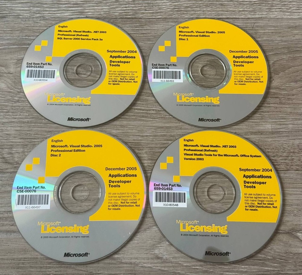 Lot of 24 Microsoft Visual Studio 6.0 .NET 2003 2005 MSDN Library CDs