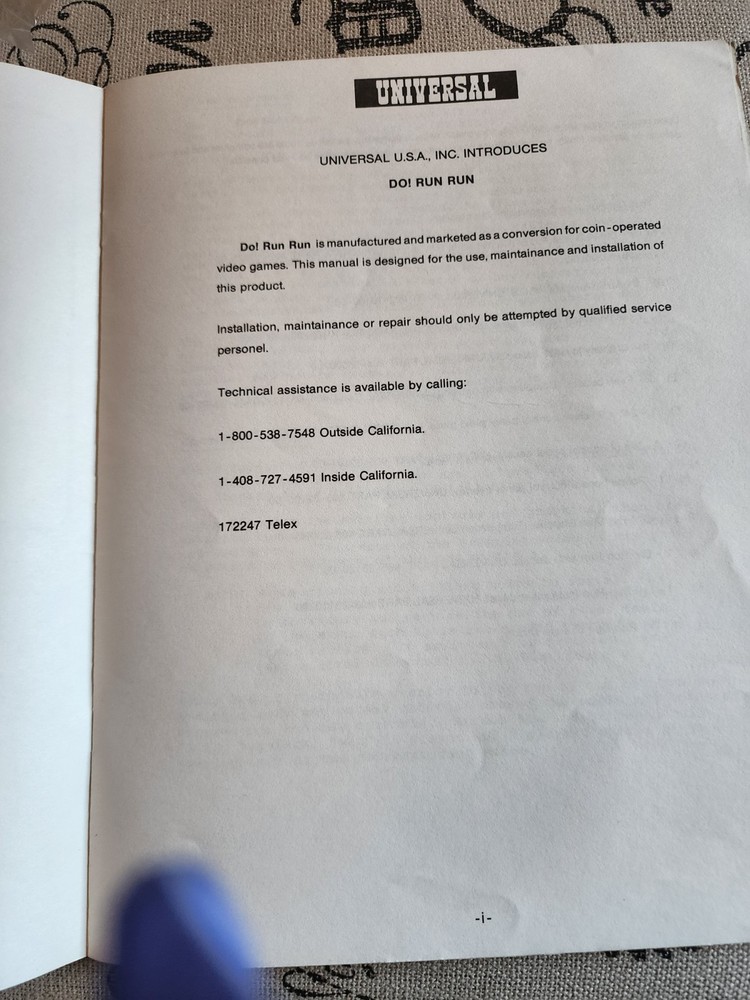 Do Run Run Arcade Manual Universal