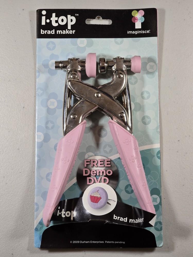 Imaginisce I-Top Punch Tool Brad Maker Pink Handles Scrapbooking Crafts EUC