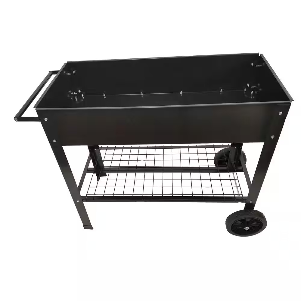39.80 In. L Black Metal Rectangular Indoor/Outdoor Elevated Tall Planter Raised