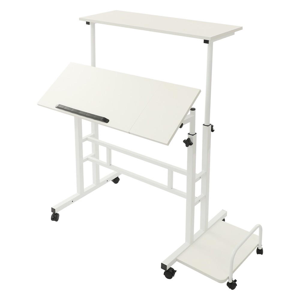 White Computer Desk, Multi Functional Foldable Desk, Adjustable Computer Table