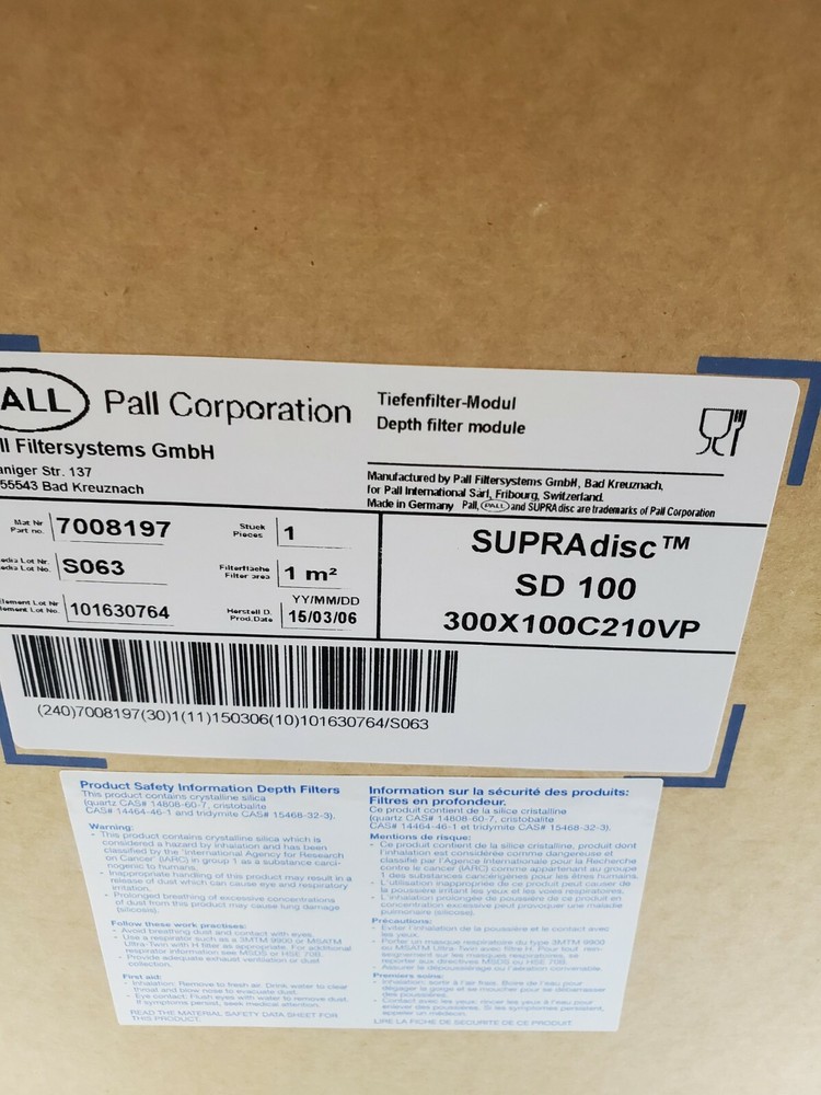 Pall Supradisc SD100 300X100C210VP Depth Filter Module