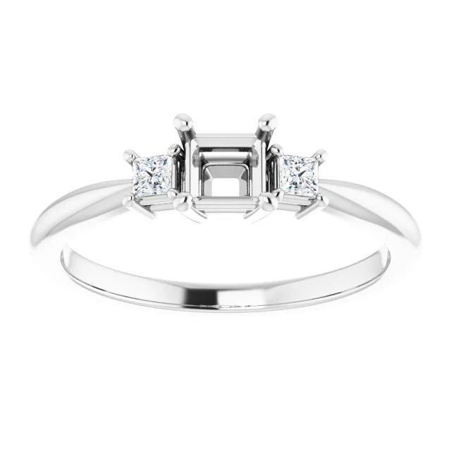 Women Engagement Semi Mount Ring Setting Square 6mm 925 Silver