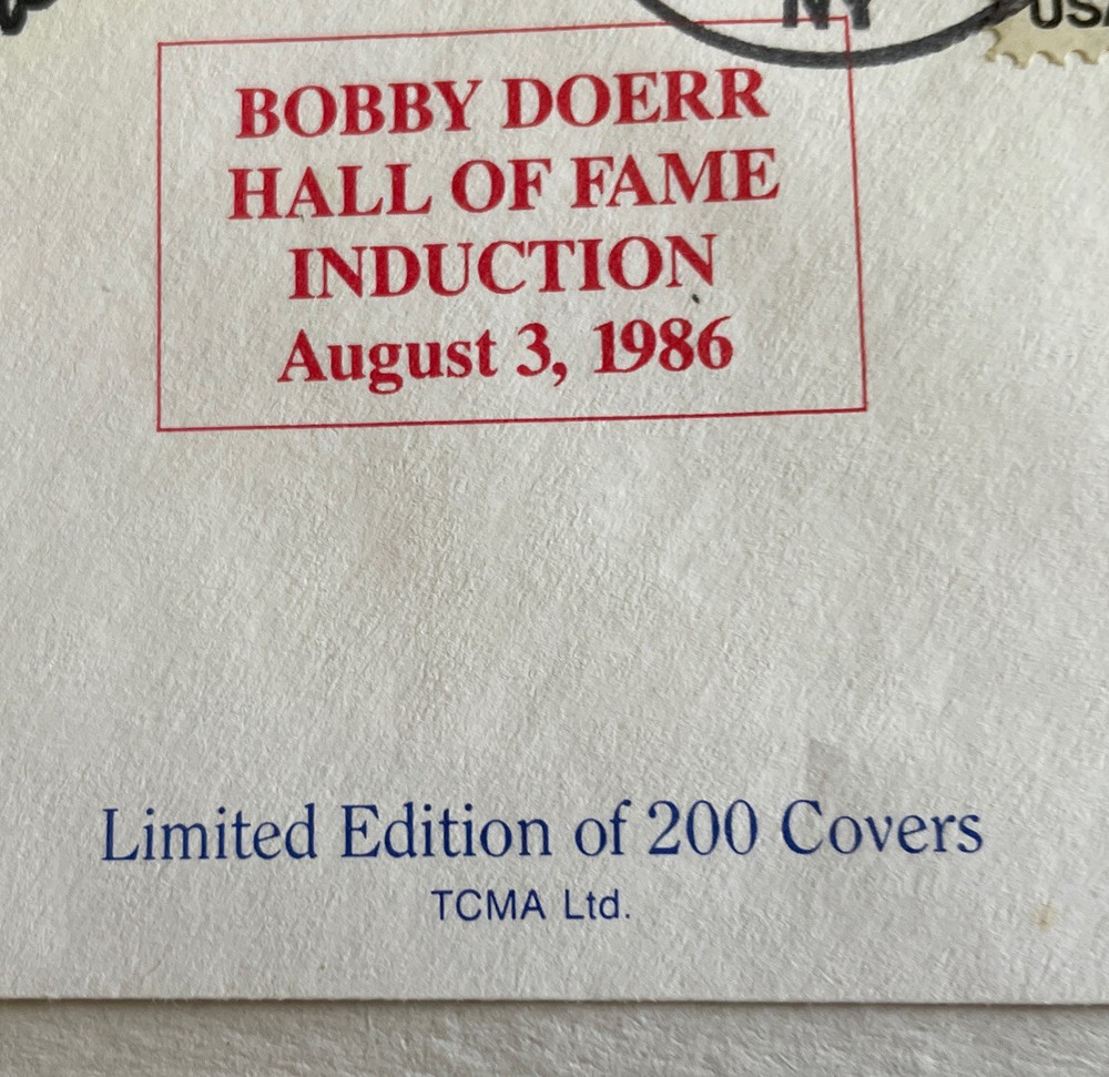 BOBBY DOERR Signed Autograpged 1986 HOF Induction Day Cachet