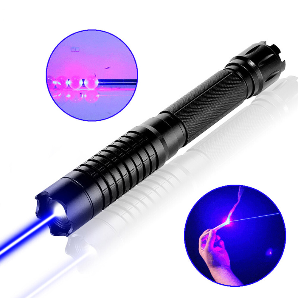 LMM6B 450nm Adjustable Focus Blue Laser Pointer Pen Visible Beam Light & Charger