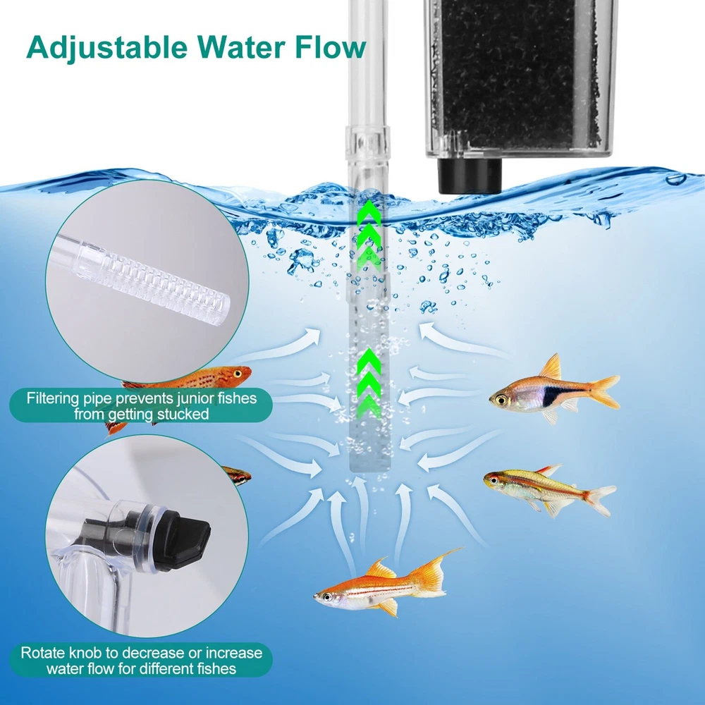 Aquarium Waterfall Filter Pump Fish Tank Hang External Oxygen Pump Water Filter