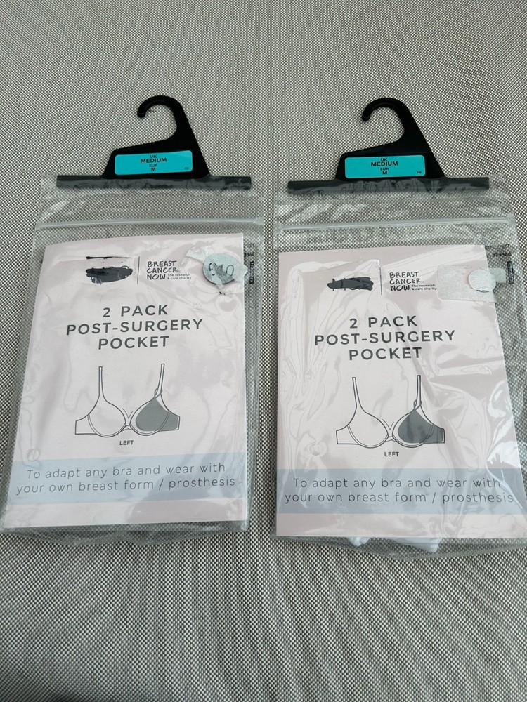 Marks & Spencer Post Surgery Pocket For Bra MEDIUM LEFT SIDE WHITE 2 x 2 Pack