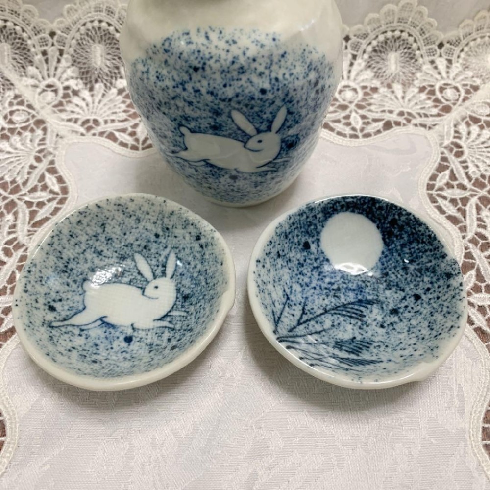 Sake vessel & choko set☆Rabbit☆Moon viewing☆