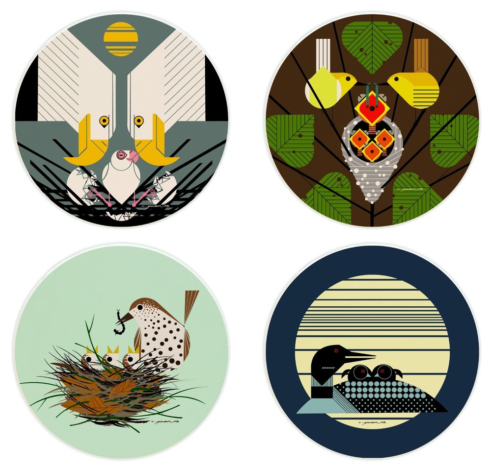 Charley Harper Fledgling Families Absorbent Coaster Set