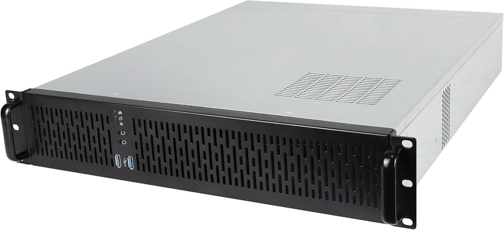 2U Rackmount Server Chassis, 4x 3.5" Bays, ATX, USB 3.0, Silver/Black