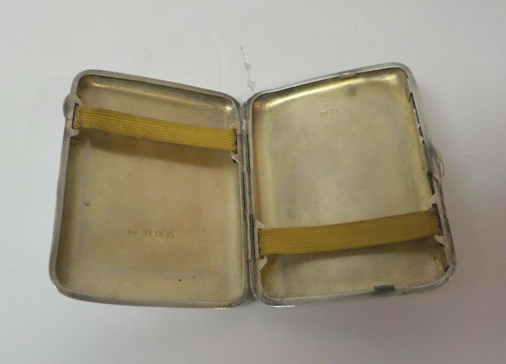 English Sterling Silver Cigarette Case, c. 1917, 85 grams, Monogram