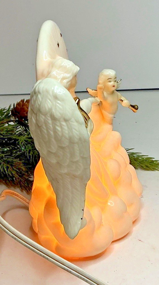 Angel w Cerub Night Light Ivory Ceramic 6x6