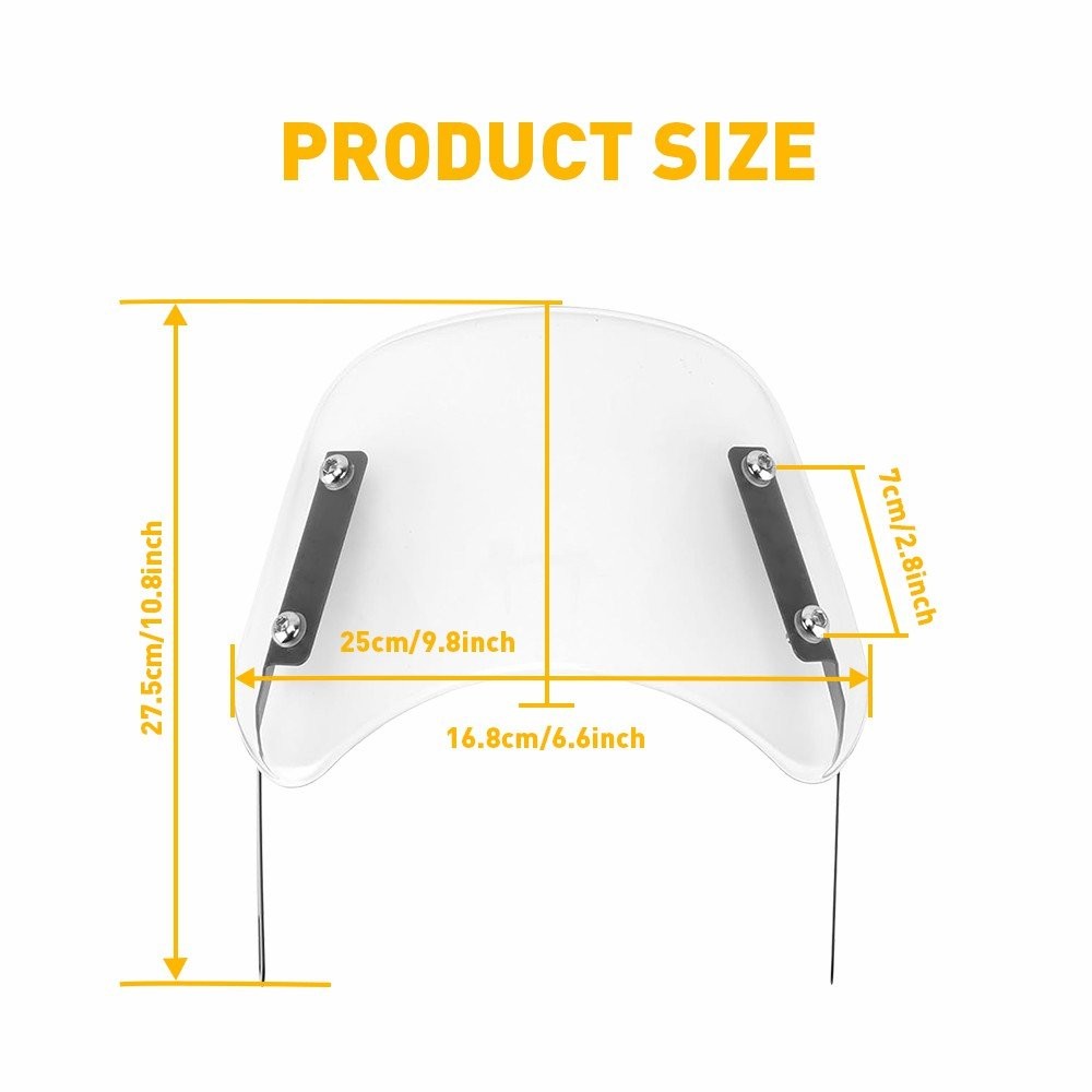 Universal Motorcycle Windshield Clear Windscreen Flyscreen w/Mount Bracket 5"-7"