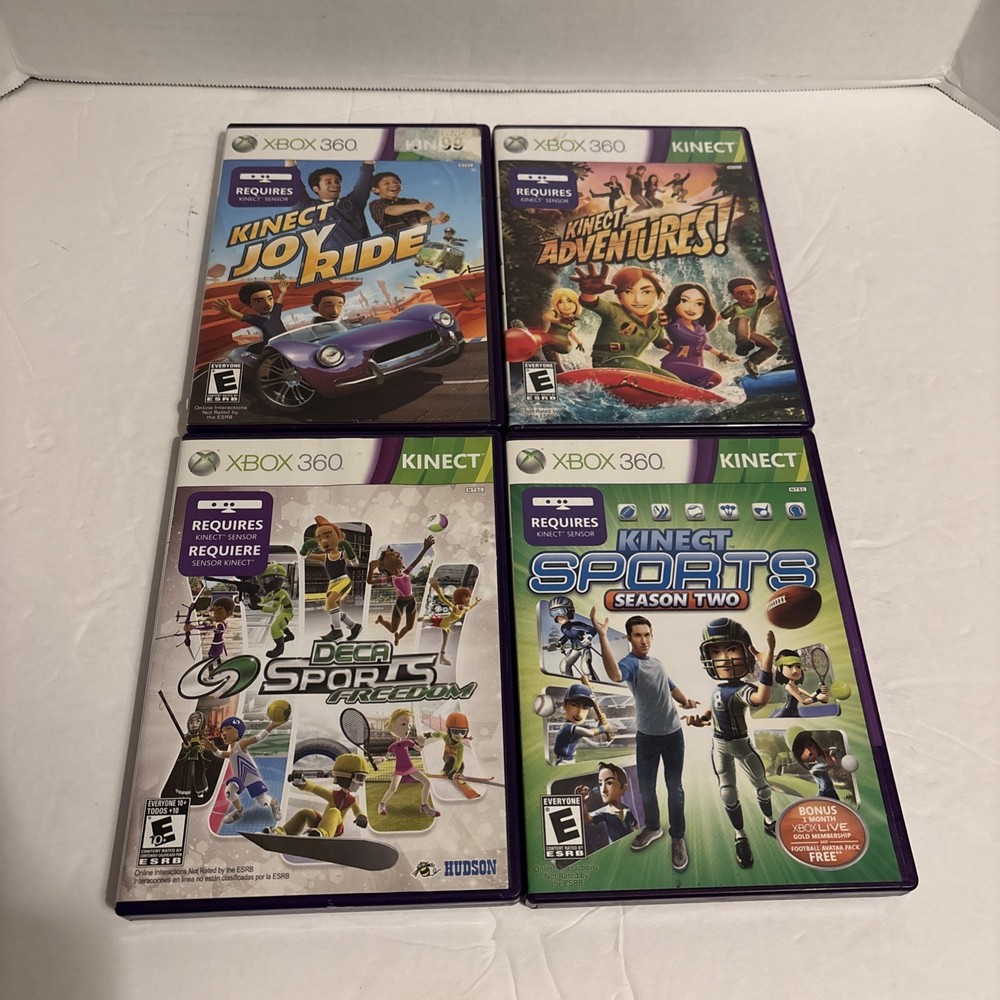 Microsoft Xbox 360 Kinect Sensor Bar 1414 Bundle + 8 Games *TESTED WORKING*