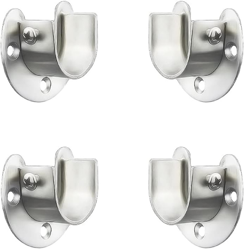 Stainless steel Wardrobe Closet Rod Bracket, U-Shaped Open type Socket bracke...