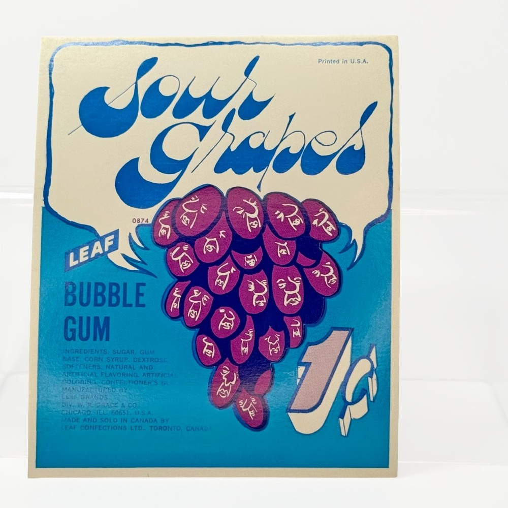 Leaf Candy Vending Machine Graphic Placard Sour Grapes Bubble Gum Advertising