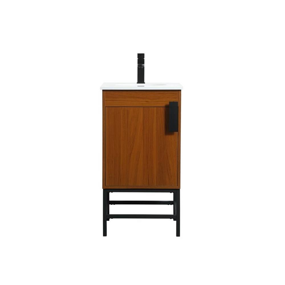 Elegant Decor Eugene 18" Aluminum MDF Single Bathroom Vanity in Teak