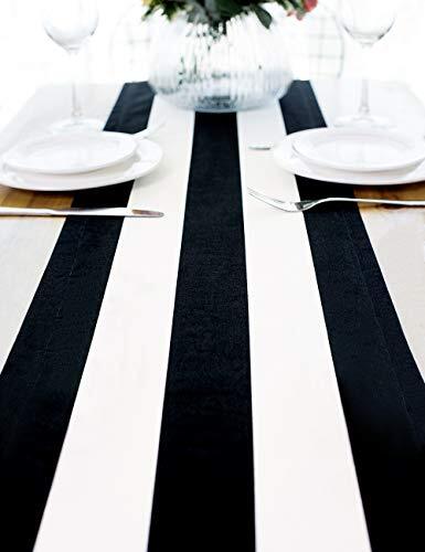 Striped Table Runner Black Table Runner Classic Modern 48'' Black Striped