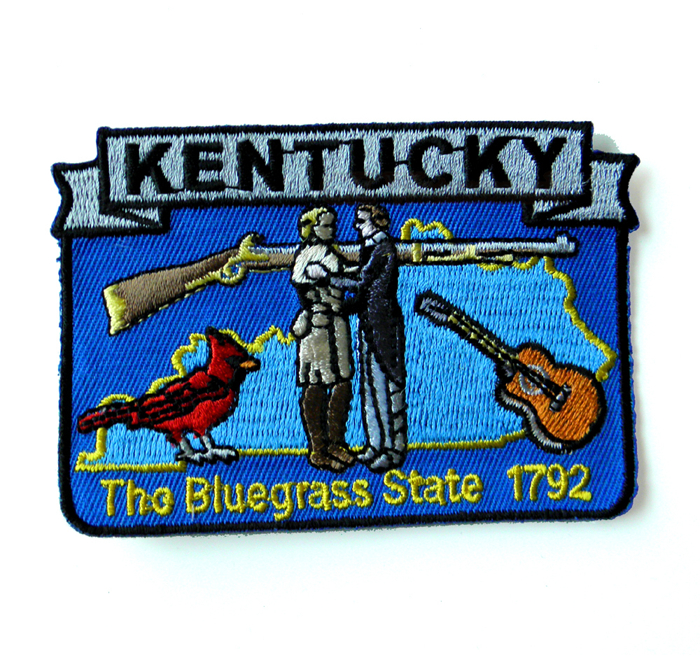 UNITED STATES KENTUCKY STATE NAME MAP EMBROIDERED PATCH