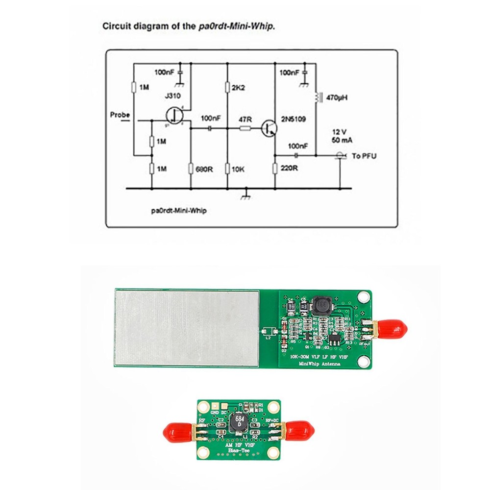 10KHz-30MHz SMA Female Output Interface Mini-Whip Module&MF / HF Module D