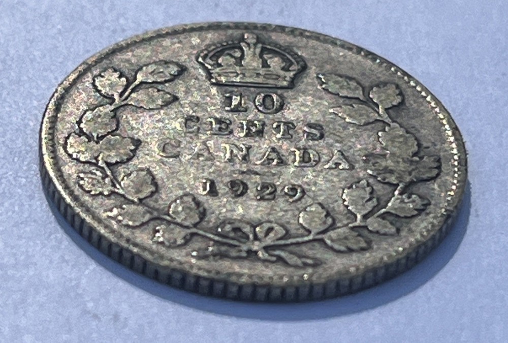 1929 Canada 10 Cents Silver Foreign Coin