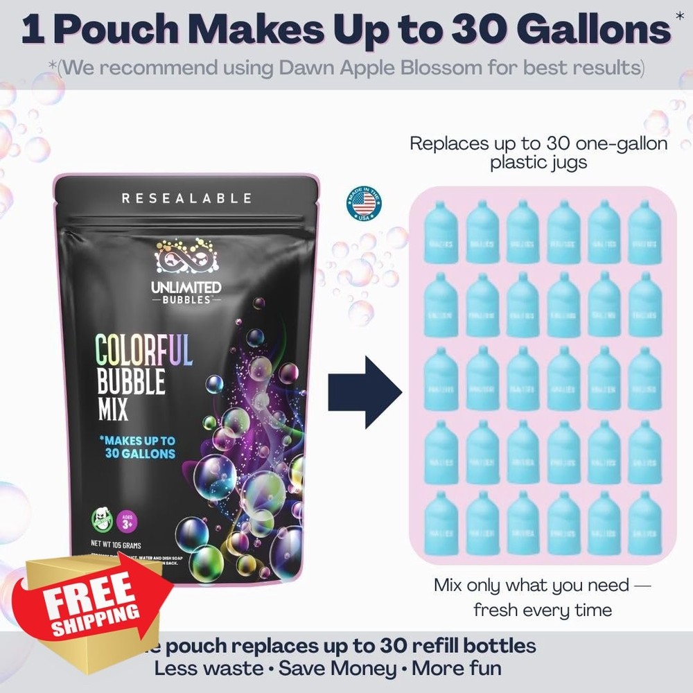 Bubble Powder Refill Mix Makes 30 Gallons DIY Bubble Solution