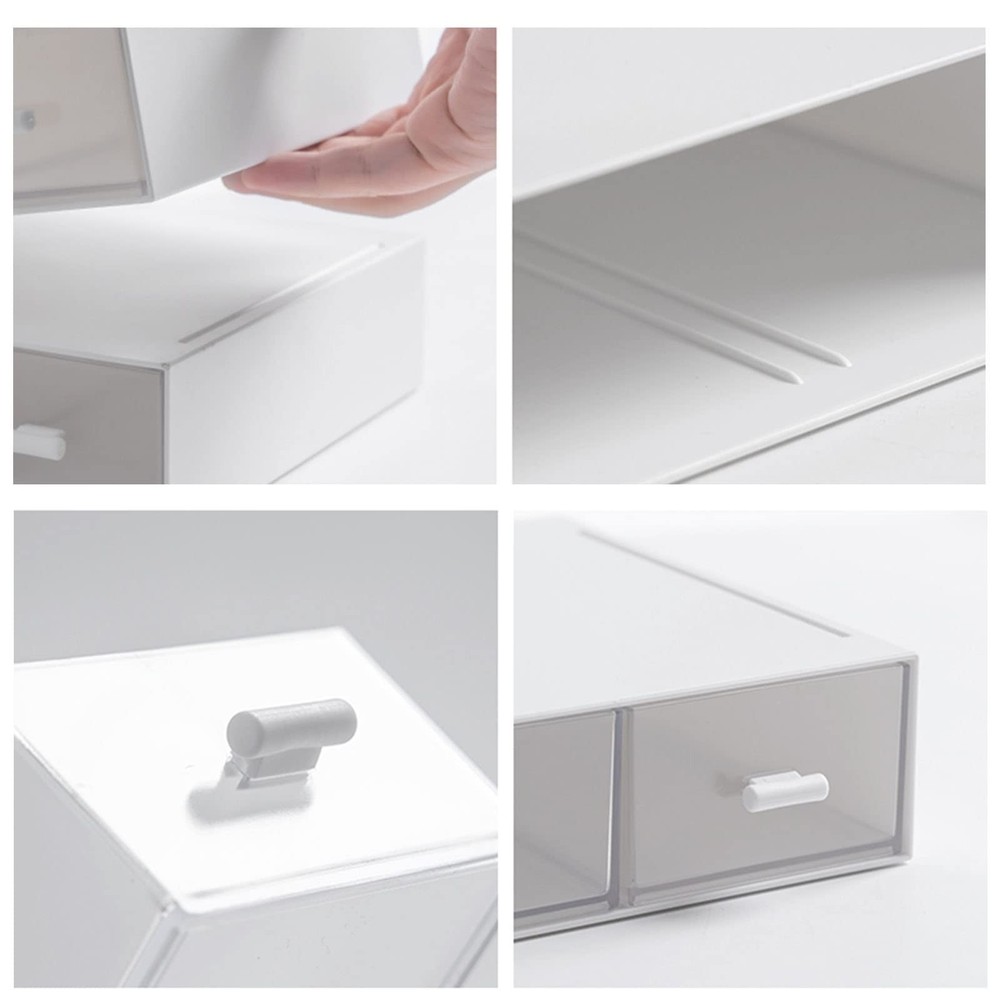 Desk Organizer-3 Tier Stackable Storage Drawers with 6 Compartments White Com...