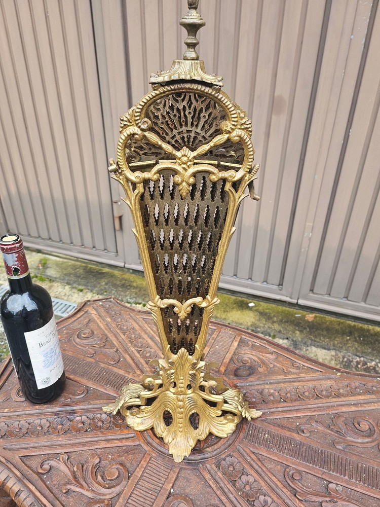 Antique Brass fireplace peacock folding open screen