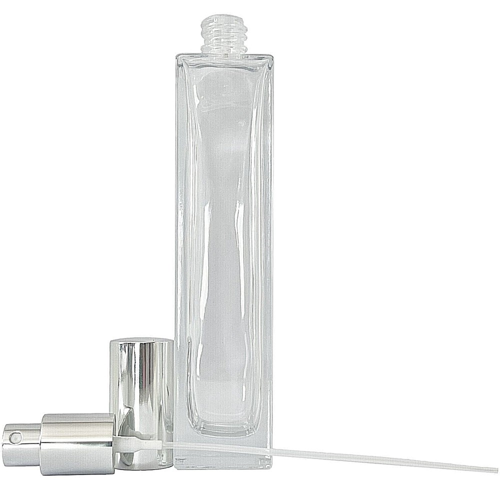 100ml 3.3oz Perfume Thick Glass Spray Tall Bottles Silver Atomizer Refillable