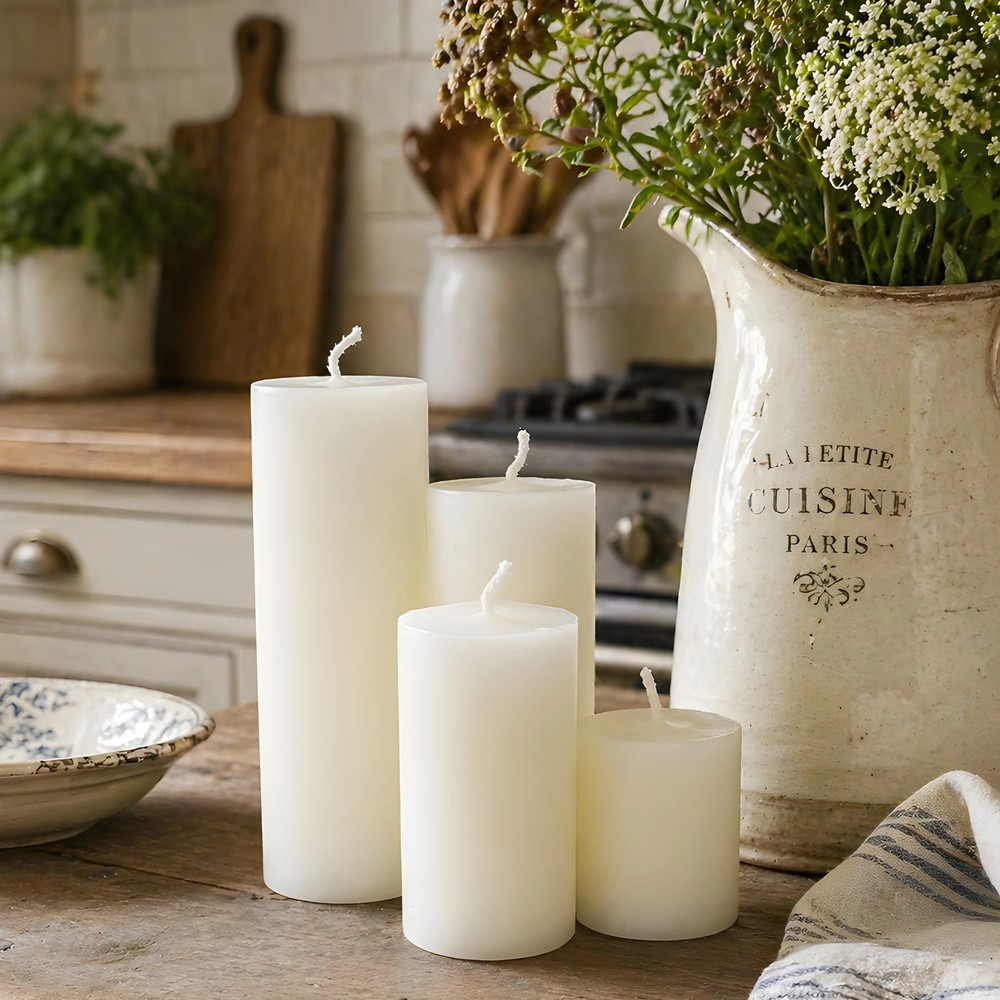 White Beeswax Two Inch Pillar Candle Set