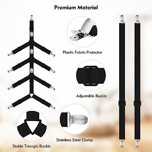 Bed Sheet Holder Straps, 4+2 Pcs Adjustable Mattress Sheet Clips, Bed Sheet