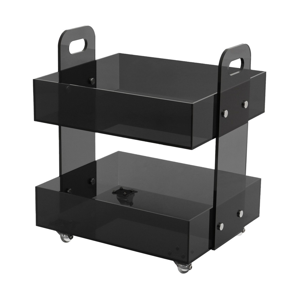 Acrylic Nightstand Transparent End Table Clear Storage Side Table with 4 Wheels