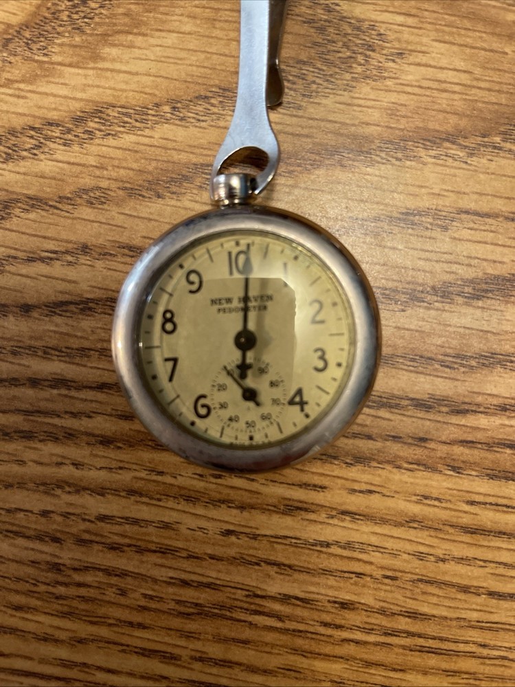 ANTIQUE NEW HAVEN PEDOMETER CLOCK, WORKING