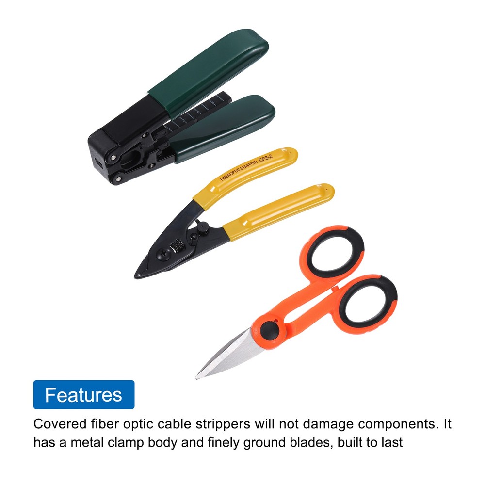 Optical Fiber Tool with Metallic Stripper, Double Hole Stripper, Scissors