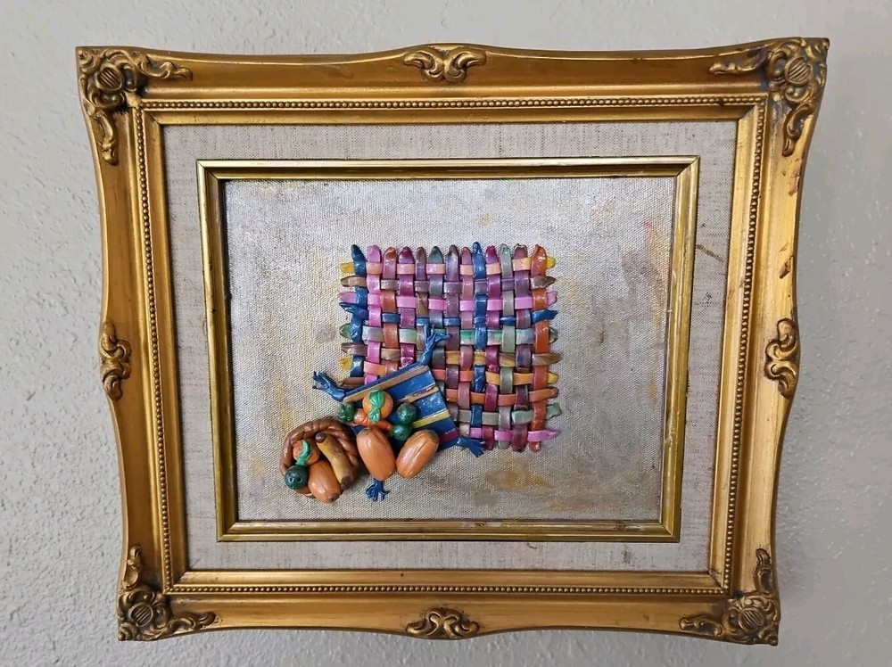 Still Life Framed Art Polymer Clay Gesso Frame