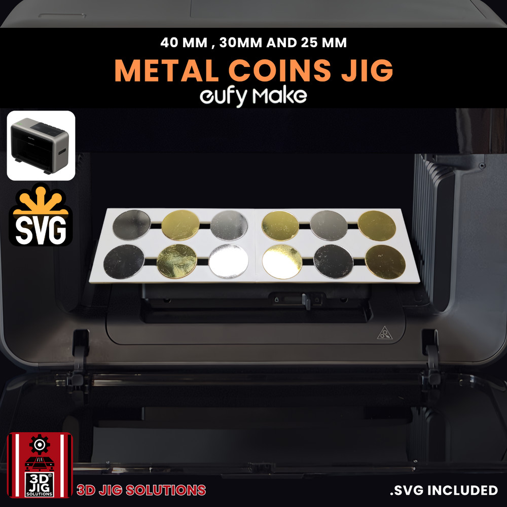 EufyMake E1 UV Printer Jig | Challenge Coin & Pendant Template