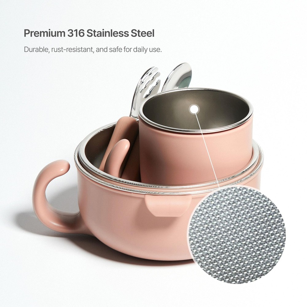 Stainless Steel Dinnerware Set | 2 Bowls, Cup, Fork&Spoon, Lid | Perfect for ...