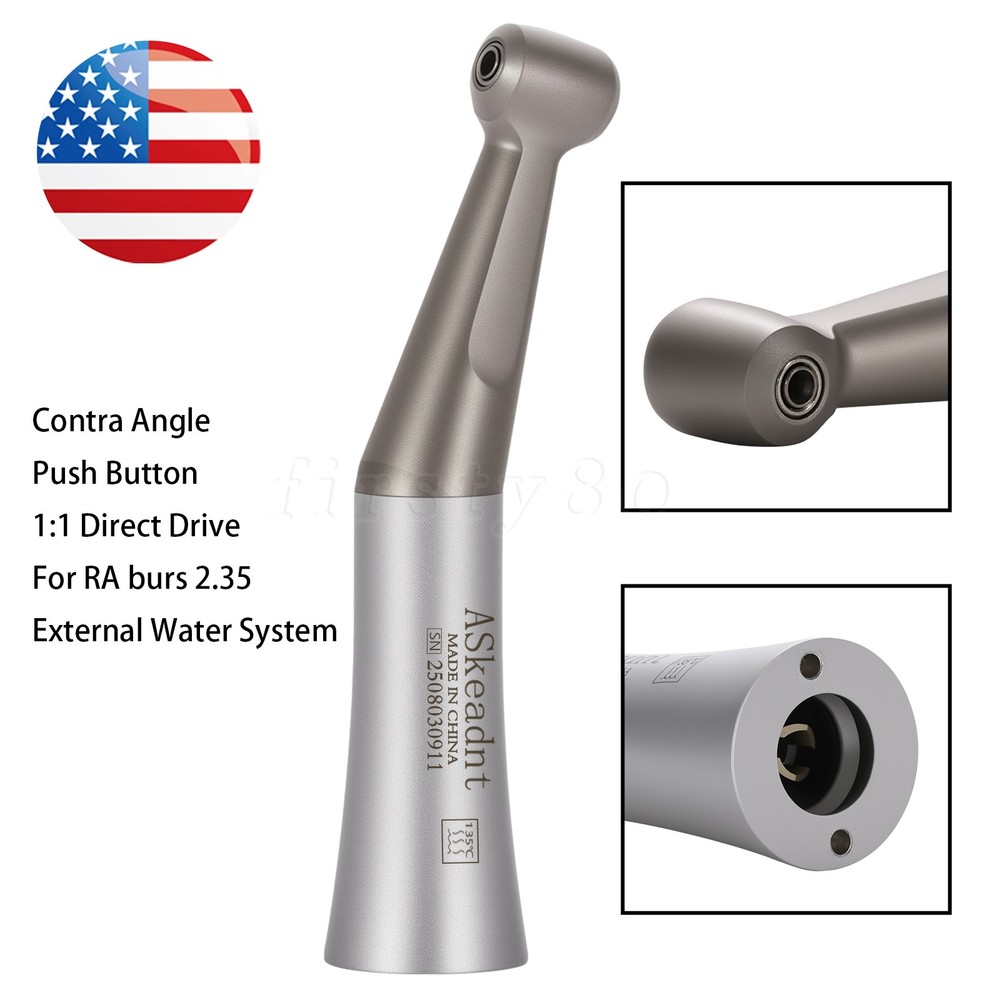 ASkeadnt Dental Low Slow Speed Handpiece Contra Angle Push Button Attach E-Type