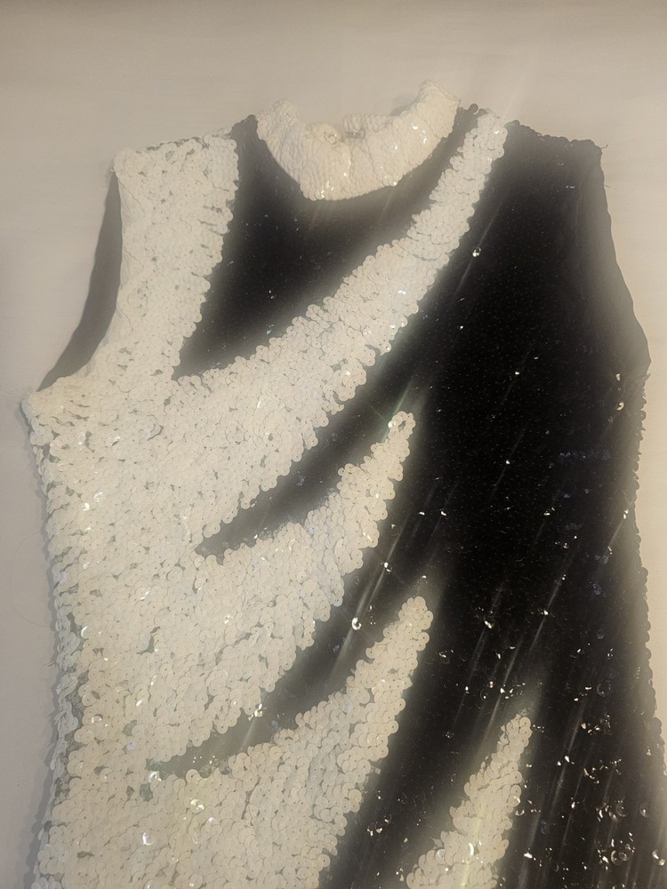 Black And White Sequin Unitard Jazz Dance Small/Medium