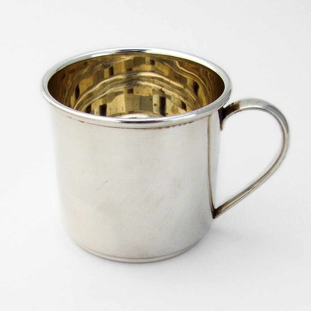 Modernist Baby Childs Cup Plain Design Sterling Silver