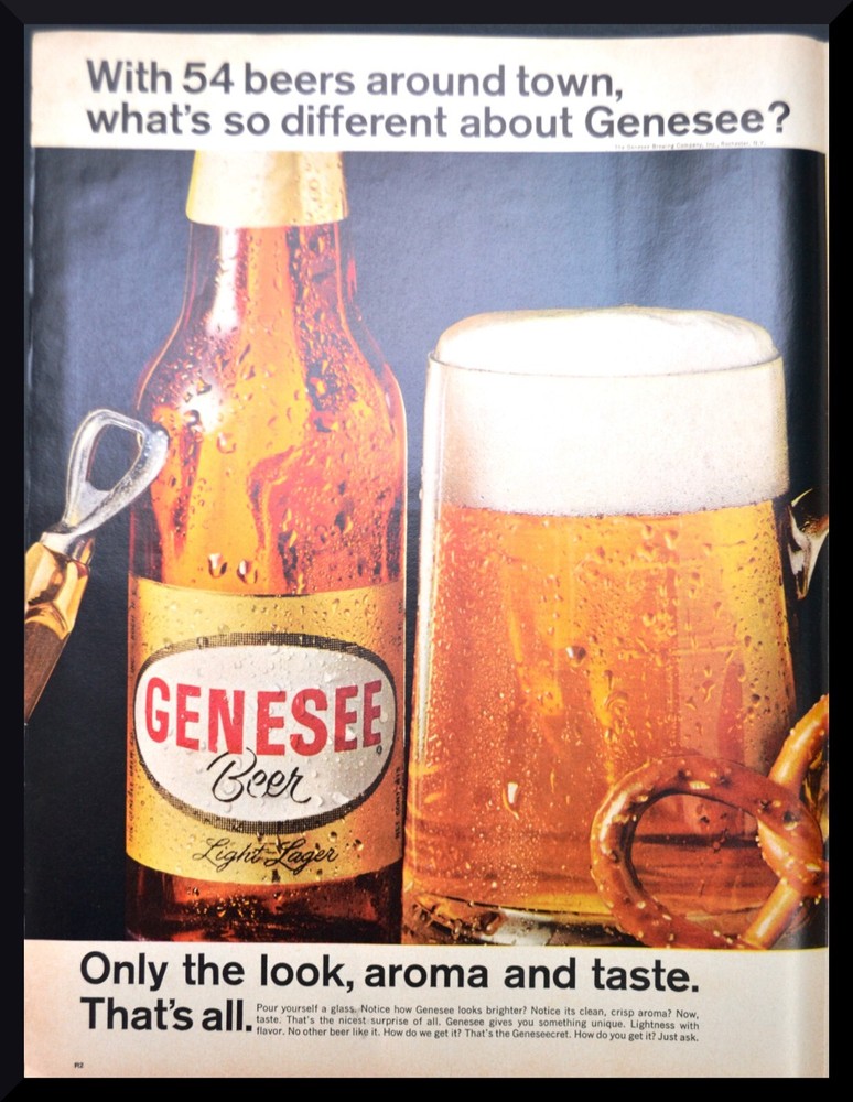 1964 Genesee Beer Vintage Print AD Original