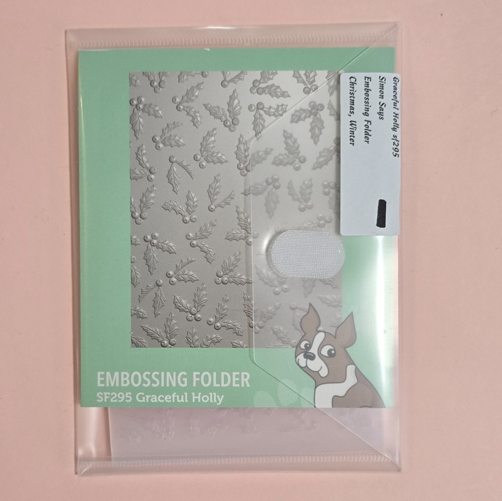 Simon Says Stamp GRACEFUL HOLLY A2 Embossing Folder w/Storage Envelope