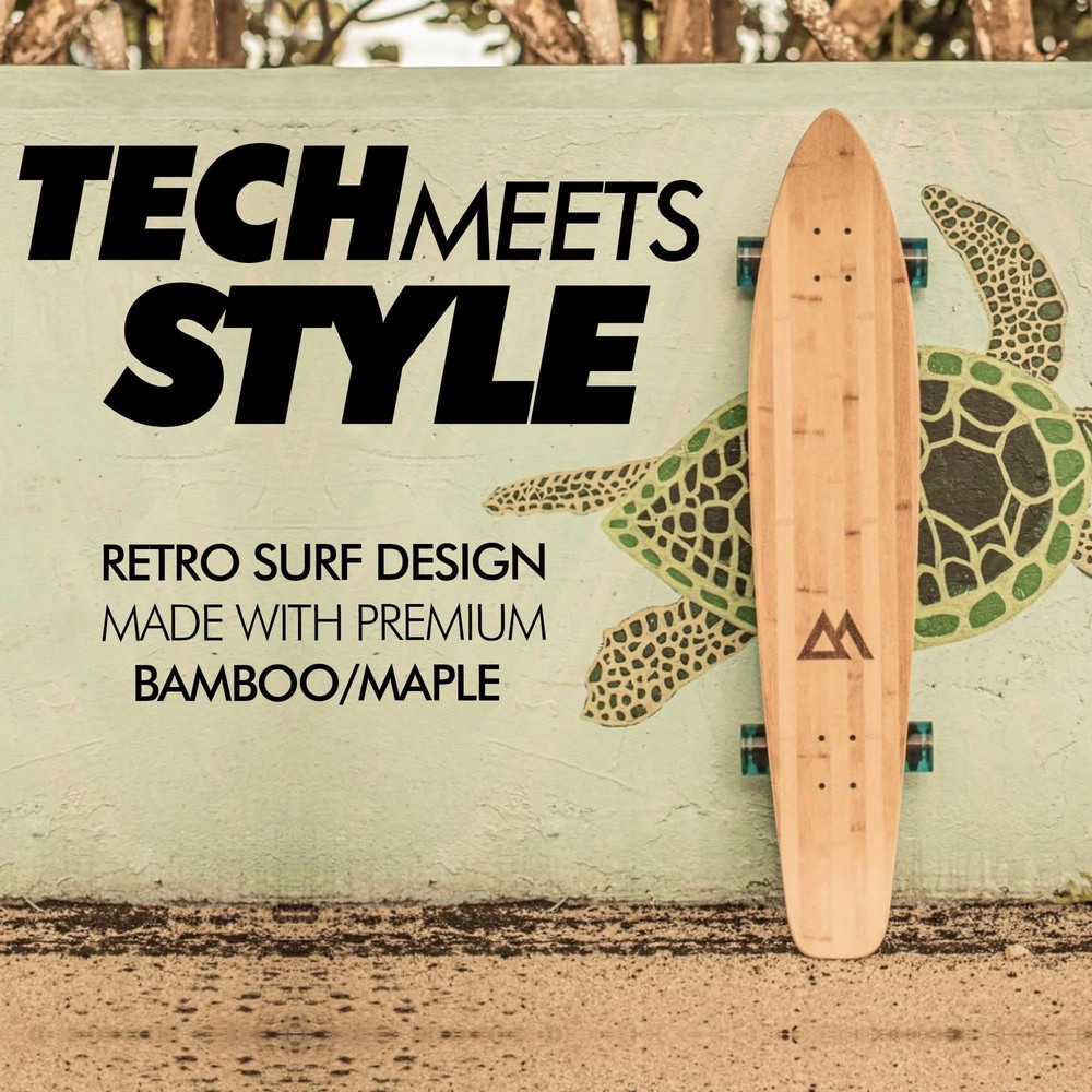 Longboard Skateboard 44in Kicktail Cruiser Skateboard Bamboo/Hard Maple Deck