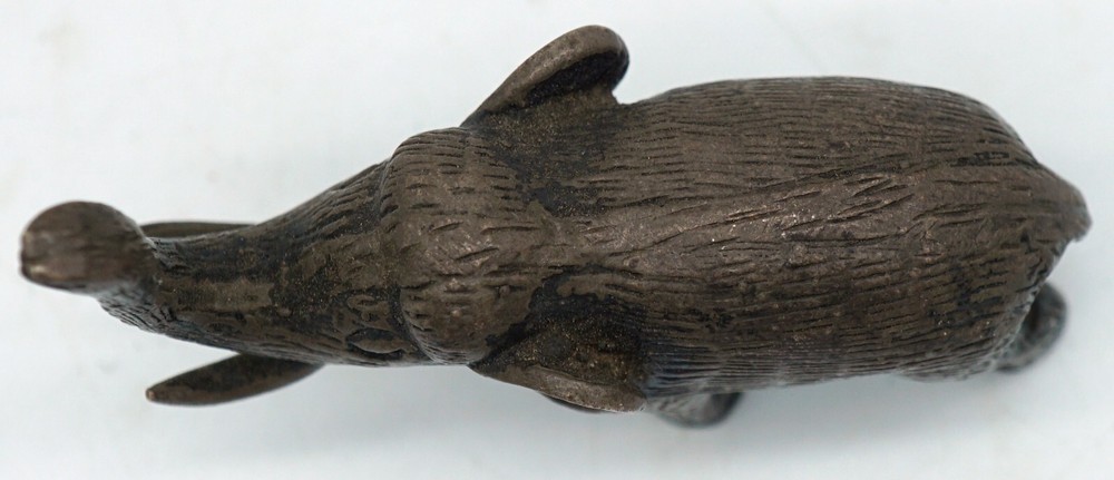Old Solid Sterling Silver Miniature Elephant Figurine Bronze Finish LHTH 27.8