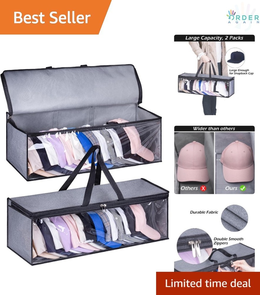 2 Pack Hat Organizer Fabric Stackable Storage for Baseball Caps Travelers