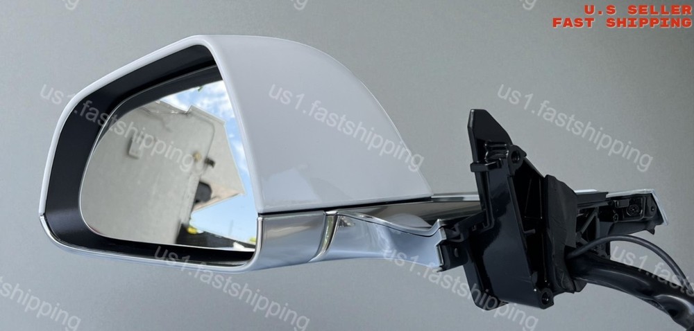 White Left Driver Side Mirror Chrome Base for Tesla Model 3 2017 2018 2019-2023