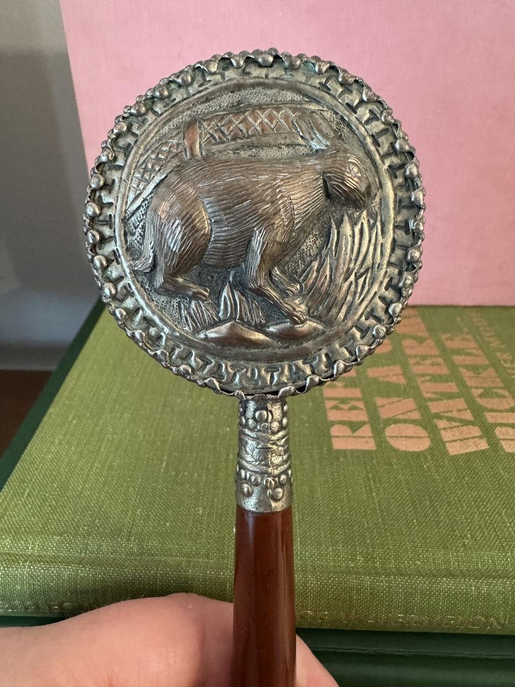 Vintage Handheld Mirror with Decorative Handle
