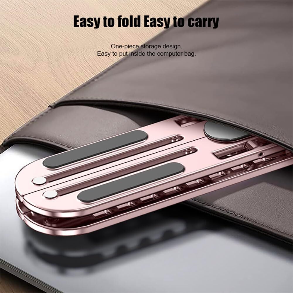 Aluminum Laptop Notebook Tablet Stand, Adjustable Foldable Portable Pink