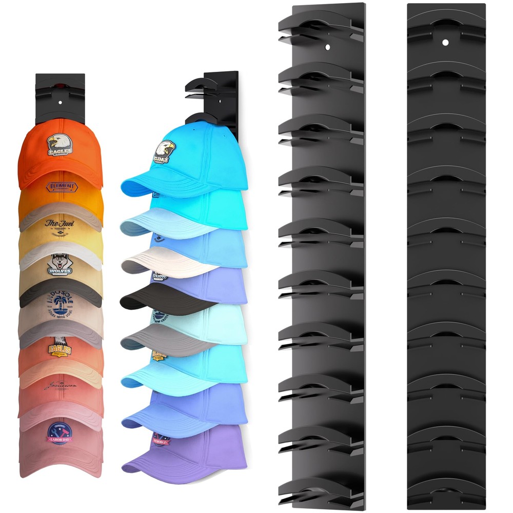 2 Pack Hat Organizer for Baseball Caps Hat Rack Strong Adhesive Hat Storage